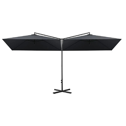 Helloshop26 Parasol double avec mât en acier 600 x 300 cm anthracite 02_0008424