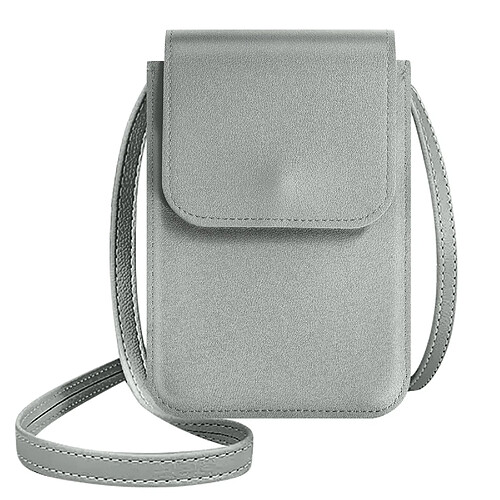 Avizar Pochette Bandoulière Smartphone avec Rangement carte Sangle 135cm gris