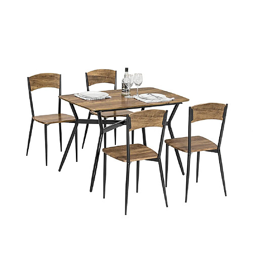 SoBuy OGT49-F Ensemble de Table à manger et 4 Chaises Table de Cuisine Set de 5 Pièces Cadre en Acier Table