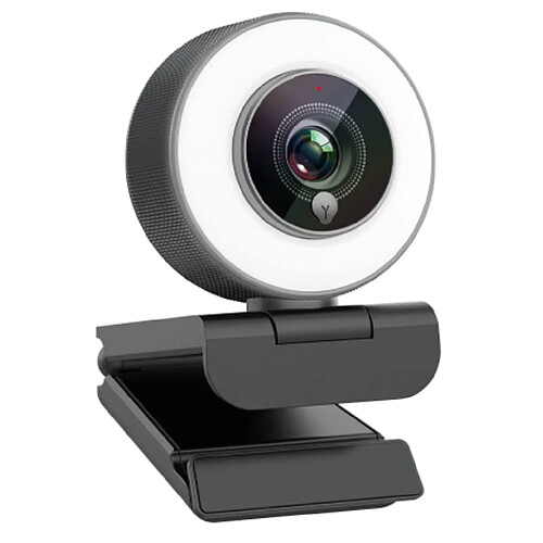 Chrono Webcam 1080P HD intégrée Anneau lumineux réglable avec microphone Caméra Web en streaming avec mise au point automatique avancée pour Xbox Gamer Facebook YouTube Streamer (Noir)