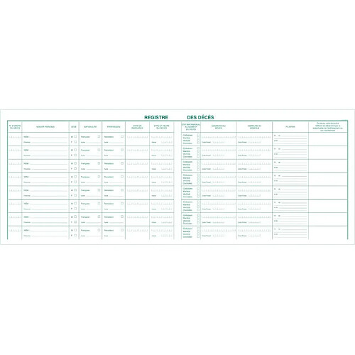 Exacompta 4442E Registre DES DECES 24 x 32 cm 100 pages format horizontal