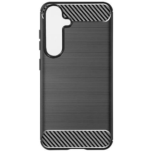 Avizar Coque pour Samsung Galaxy S24 Plus Flexible Effet Carbone et Brossé Noir