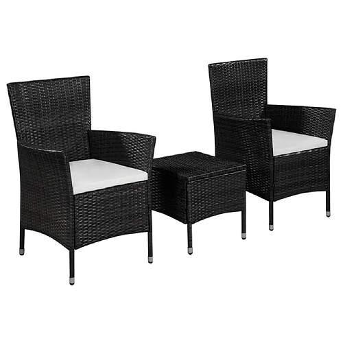 vidaXL Ensemble de bistro 3 pcs Résine tressée Noir