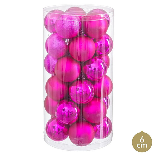 BigBuy Home Boules de Noël Fuchsia Plastique Ø 6 cm (30 Unités)