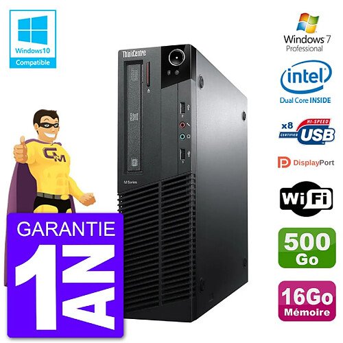 PC Lenovo ThinkCentre M82 SFF G640 RAM 16Go Disque Dur 500Go Graveur DVD Wifi W7 · Occasion