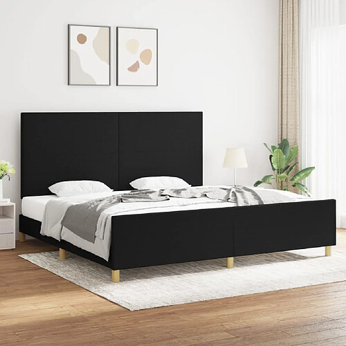 Maison Chic Lit adulte - Cadre Structure de lit avec tête de lit Contemporain Noir 200x200 cm Tissu -MN48129