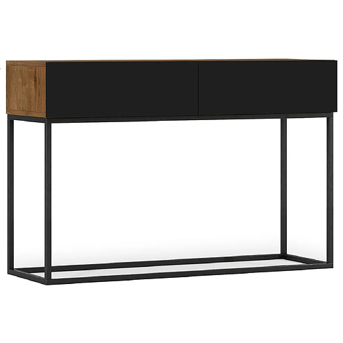 Bestmobilier Roman - console - bois et noir - 2 tiroirs - 120 cm