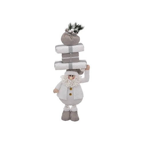 Personnage père noël avec pyramide de cadeaux 80cm Blanc - FEERIC CHRISTMAS