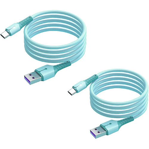 Cables X2 USB-Type C Charge Rapide 3A Silicone Bleu 2m Pour Smartphone Xiaomi / Oppo / Vivo / Realme / Pixel Little Boutik®