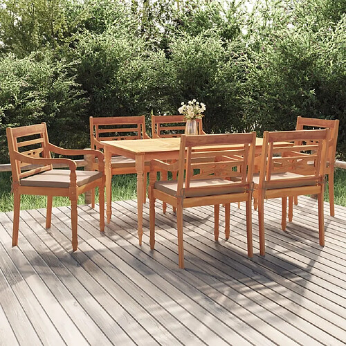 Salle à dîner de jardin 7 pcs,Table et chaise à manger Bois de teck solide -MN34328