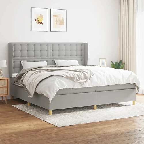 Maison Chic Lit Adulte - Lit simple Lit à sommier tapissier avec matelas moelleux - Meuble de Chambre - Gris clair 200x200cm Tissu -MN61349