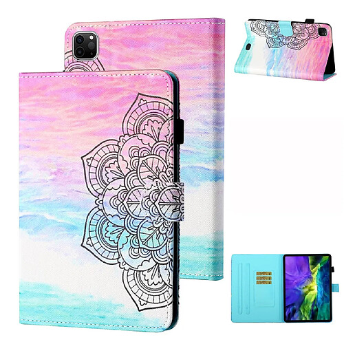 Etui en PU flip à motifs avec support et porte-cartes fleur pour votre Apple iPad Pro 11 pouces (2020)/iPad Pro 11 pouces (2018)