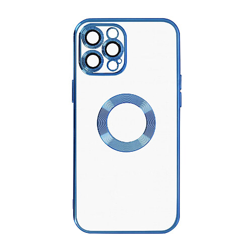 Avizar Coque iPhone 13 Pro Souple Bloc Caméra Couvert Transparent Contour Bleu Chromé