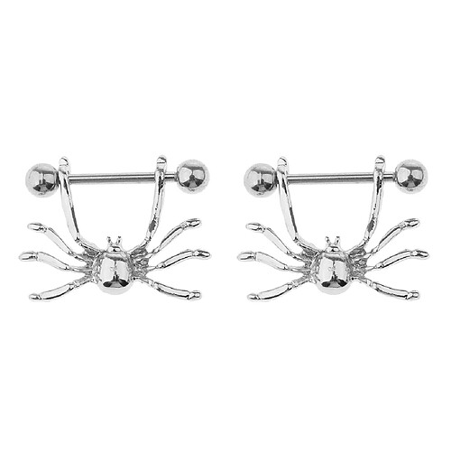 1 Paire Halloween Punk Sexy Spider Acier Inoxydable Nipple Bar Anneau Bouclier