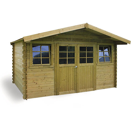 Solid Abri jardin bois Dole - Modèle imprégné - 11.56 m² - 3.88 x 2.98 x 2.39 m - 28 mm