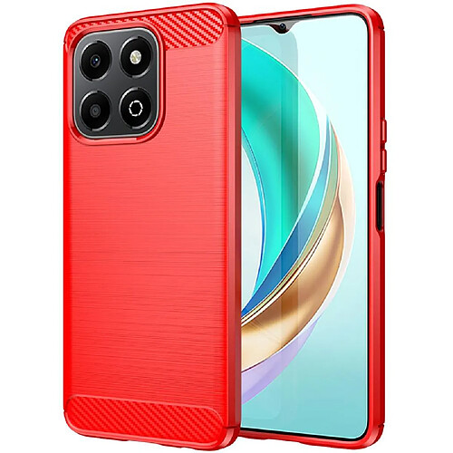 Htdmobiles Coque pour Honor X6b - housse etui silicone gel carbone + film ecran - ROUGE