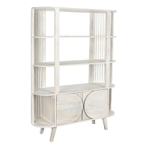 Pegane Etagère en manguier coloris blanc - Longueur 116 x Profondeur 40 x Hauteur 160 cm