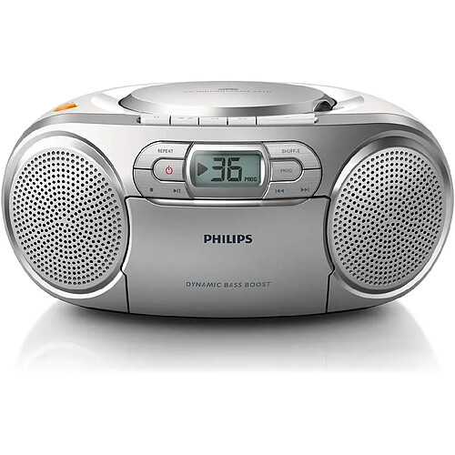 Philips mini chaine stéréo portable radio CD cassette FM MW 2W gris