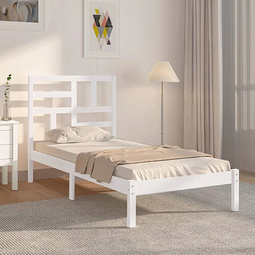 vidaXL Cadre de lit sans matelas blanc bois massif 90x200 cm