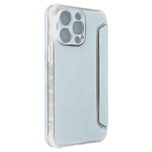 Avizar Etui pour iPhone 14 Pro Max Clapet Magnétique Porte Carte Piano Book bleu pâle