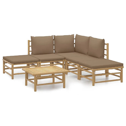 Maison Chic Salon de jardin 6 pcs avec coussins | Ensemble de Table et chaises | Mobilier d'Extérieur taupe bambou -GKD82568