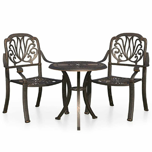 Maison Chic Table de bistro et chaises d'extérieur 3 pcs,Ensemble de bistro de jardin pour relax Aluminium coulé Bronze -GKD555156