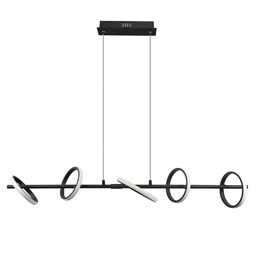 NETTLIFE Suspension LED Moderne Noir Diam.106CM Anneau Design Dimmable avec Télécommande 42W Métal Hauteur Réglable pour Salle à Manger Salon