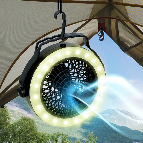 Lumière LED de Camping Portable 2 en 1 avec Lanterne suspendue de Caravane de Lampe de tente de ventilateur