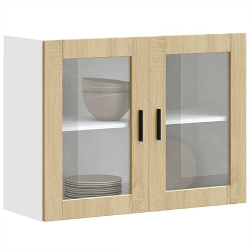 vidaXL Armoire murale de cuisine et porte en verre Porto chêne sonoma