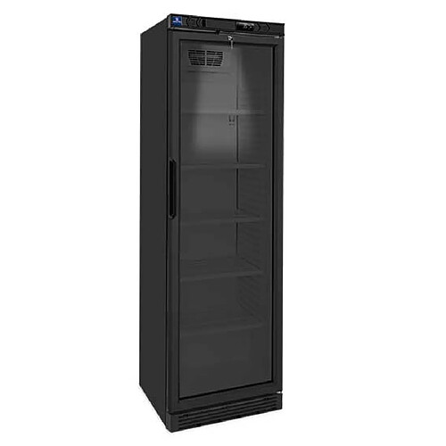 Armoire Réfrigérée Verticale 373 Litres avec Porte en Verre et 5 Étagères +1°/+10°C - Couleur Noire - Mastro