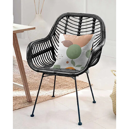 UNIQKA Myko - lot de 2 chaises en rotin noir