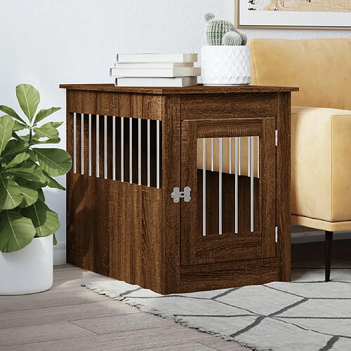 vidaXL Meuble de cage pour chiens chêne marron 55x80x68 cm