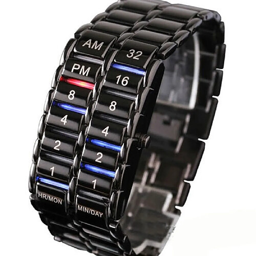 Universal Nouvelle montre numérique à la mode Cool Volcano Lava Style Fer sans visage Montre LED binaire Homme Noir/Argent | Montre Montre (Argent)