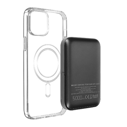 Coque iPhone 12 et 12 Pro et Powerbank 5000 mAh Magsafe Swissten Transparent