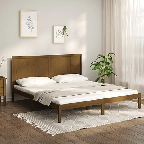 vidaXL Cadre de lit sans matelas marron miel 200x200cm bois pin massif