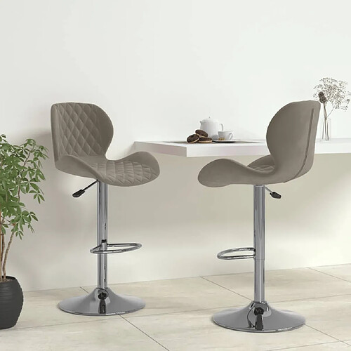 vidaXL Tabourets de bar lot de 2 gris clair velours