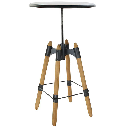 Pegane Table d'appoint en bois et métal coloris naturel noir - diamètre 60 x hauteur 105 cm