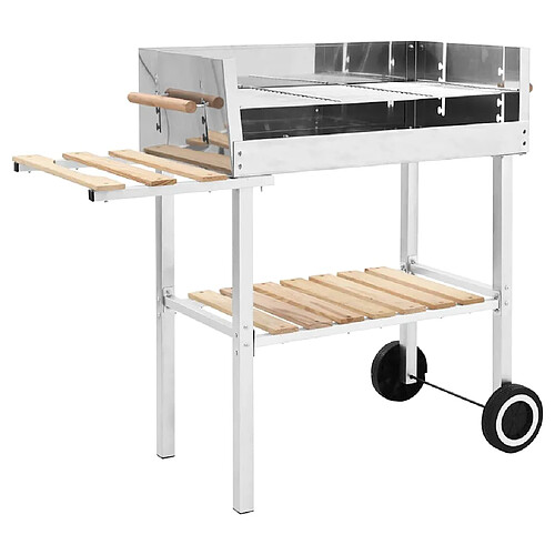 vidaXL Barbecue au charbon sur chariot Acier inoxydable et 2 étagères