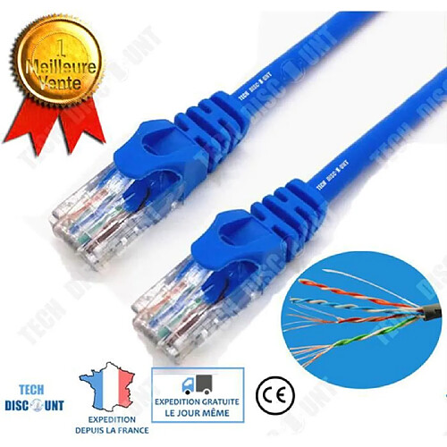 Tech Discount TD® cable ethernet lan catégorie 6 haut débit reseau imprimante ordinateur portable ps4 souple double fibre gigabit wifi xbox pc