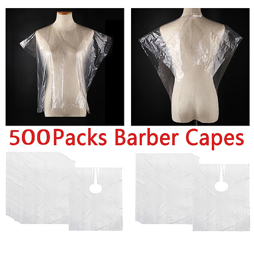 500 Pièces Salon Coupe De Cheveux Cape Robe Styliste Barbier Tabliers Bavoir Clair 25x33 Po