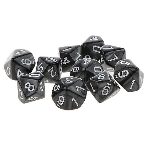 10pcs Dix Faces De Dés D10 Jouer D & D Jeux Rpg Parti Dices Noir