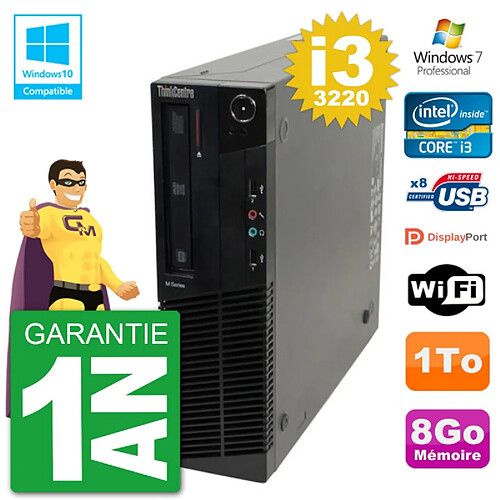 PC Lenovo ThinkCentre M82 SFF i3-3220 RAM 8Go Disque Dur 1To Graveur DVD Wifi W7 · Occasion