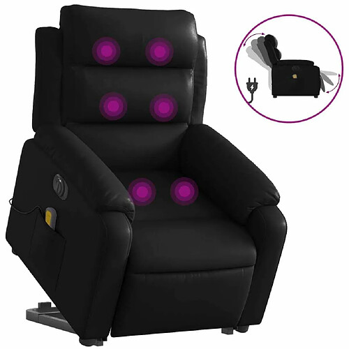 Maison Chic Fauteuil Relax pour salon, Fauteuil inclinable de massage électrique noir similicuir -GKD68861