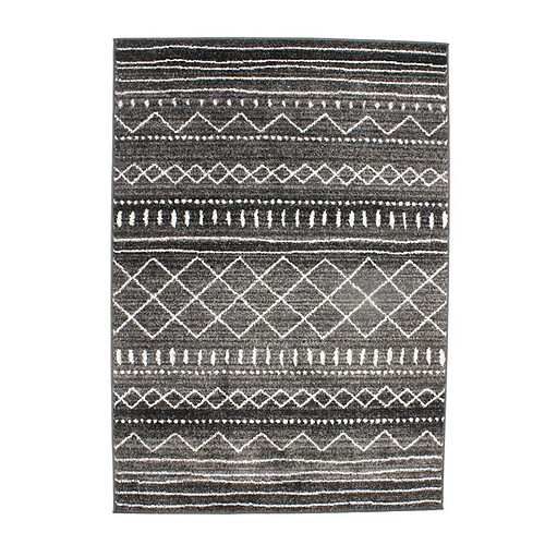 Thedecofactory VENISE - Tapis toucher laineux imprimé motifs ethniques noir 133x190