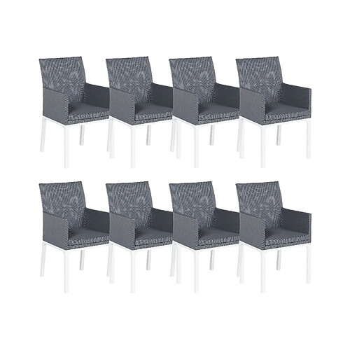 Beliani Lot de 8 chaises BACOLI Tissu Gris foncé