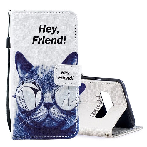 Wewoo étuis en cuir Coque Housse Étui à rabat horizontal Cool Cat pour Galaxy S10, avec porte-cartes et emplacements pour cartes