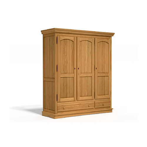 DECOPIN armoire penderie lingère 3 portes & tiroirs réa - blond