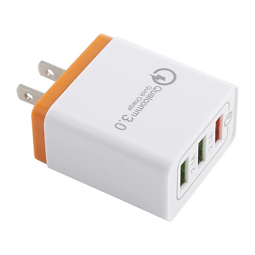 Wewoo Chargeur 2.1A 3 ports USB rapide de voyage, prise américaine (Orange)