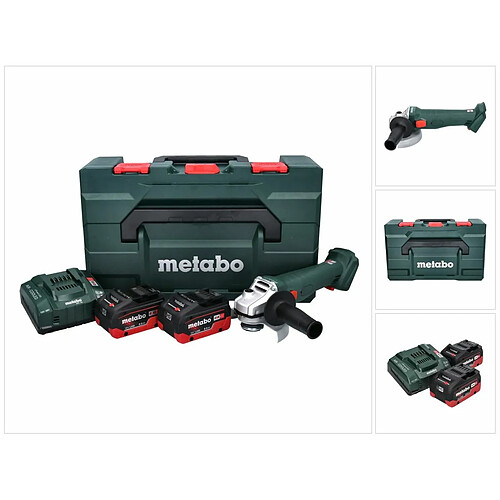 Metabo W 18 L 9-125 Meuleuse d'angle sans fil rapide 18 V 125 mm + 2x Batteries 8,0 Ah + Chargeur + metaBOX