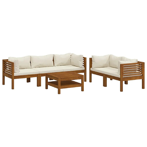 Maison Chic Salon de jardin 6 pcs - Table et chaises d'extérieur - Mobilier/Meubles de jardin Moderne avec coussin crème Bois d'acacia solide -MN35009